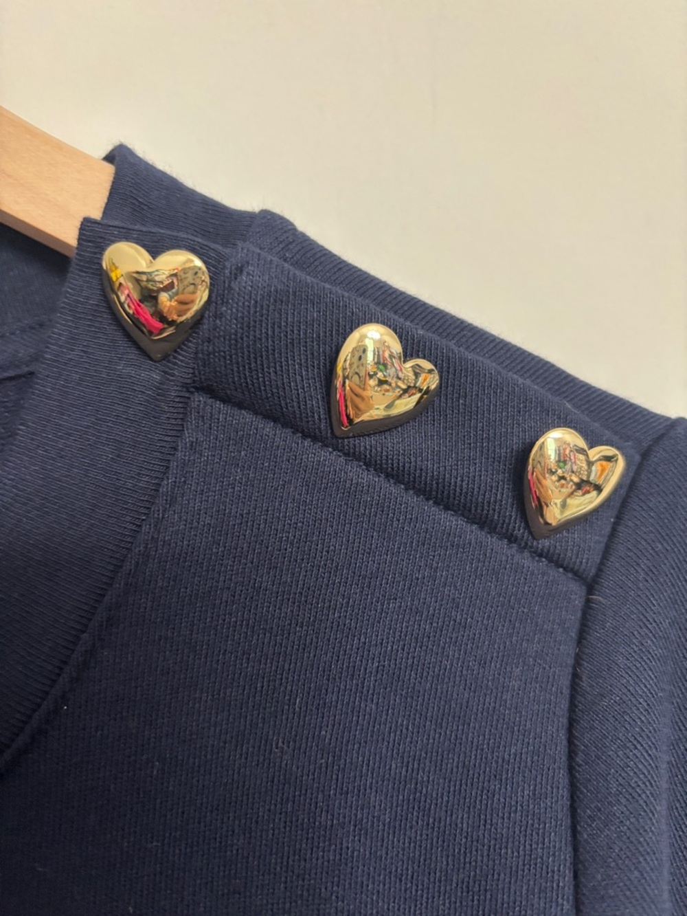 Talbots Navy Crewneck Sweater with Striped Heart Applique S Small NWT Americana - Picture 4 of 6